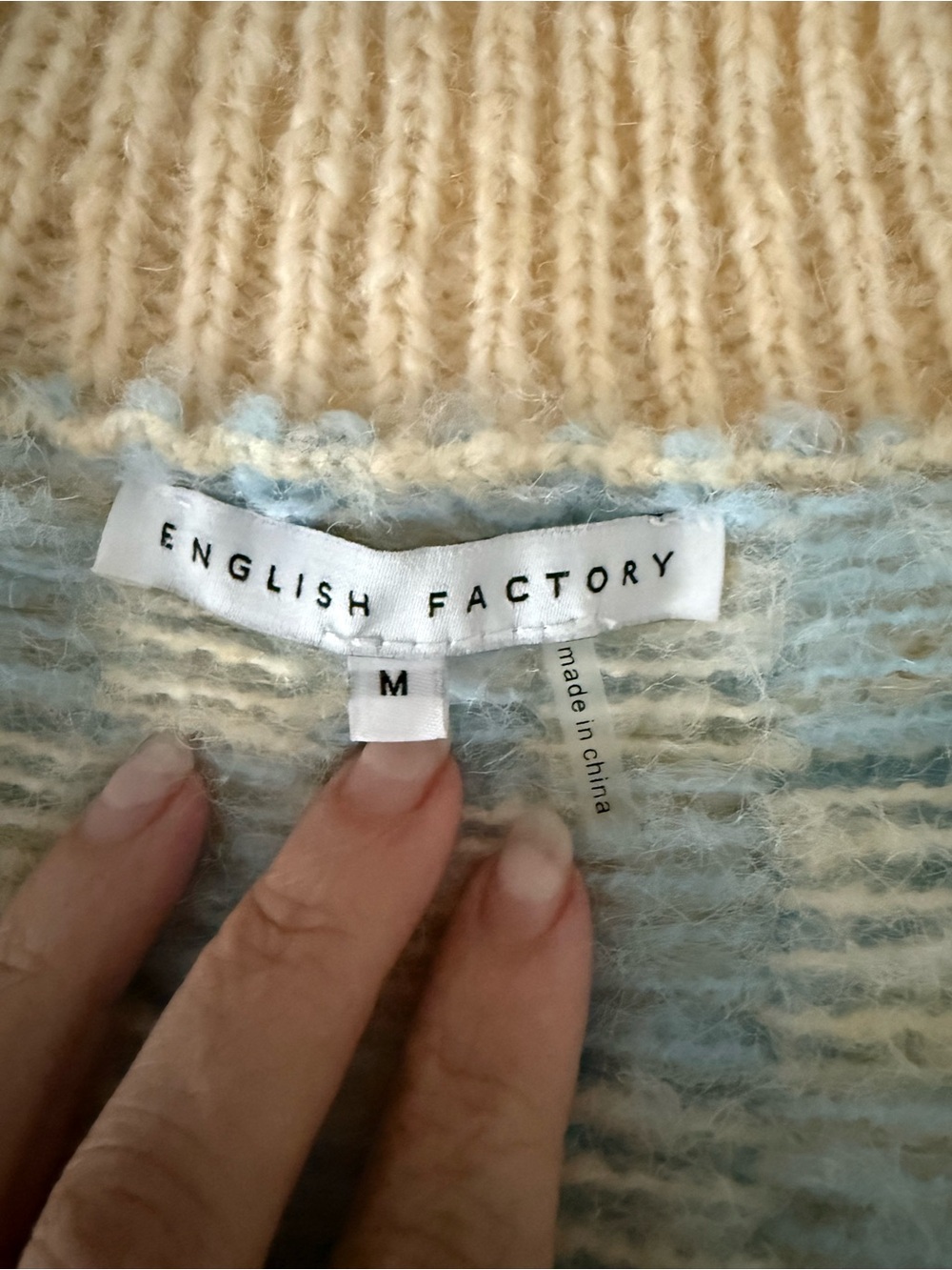 English Factory Blue Cream Checkerboard Sweater Vest Size M - Picture 3 of 4